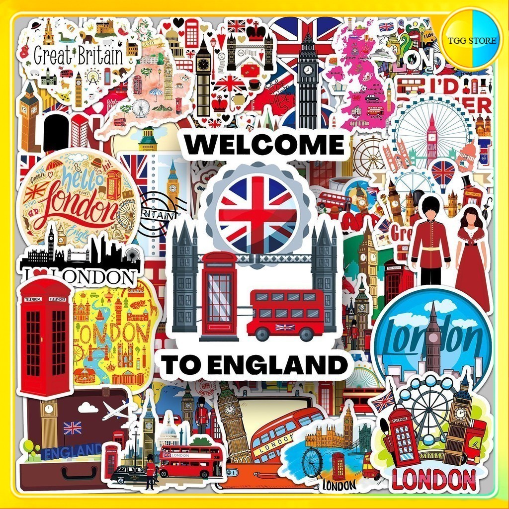🚚พร้อมส่ง🚚 50ชิ้น สติกเกอร์ สถานที่ท่องเที่ยวอังกฤษ UK Landmark England Sticker กันน้ำ DIY