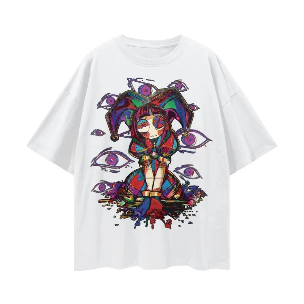 Pomni TADC Abstraction เสื้อยืดหยดไหล่ Pomni TADC