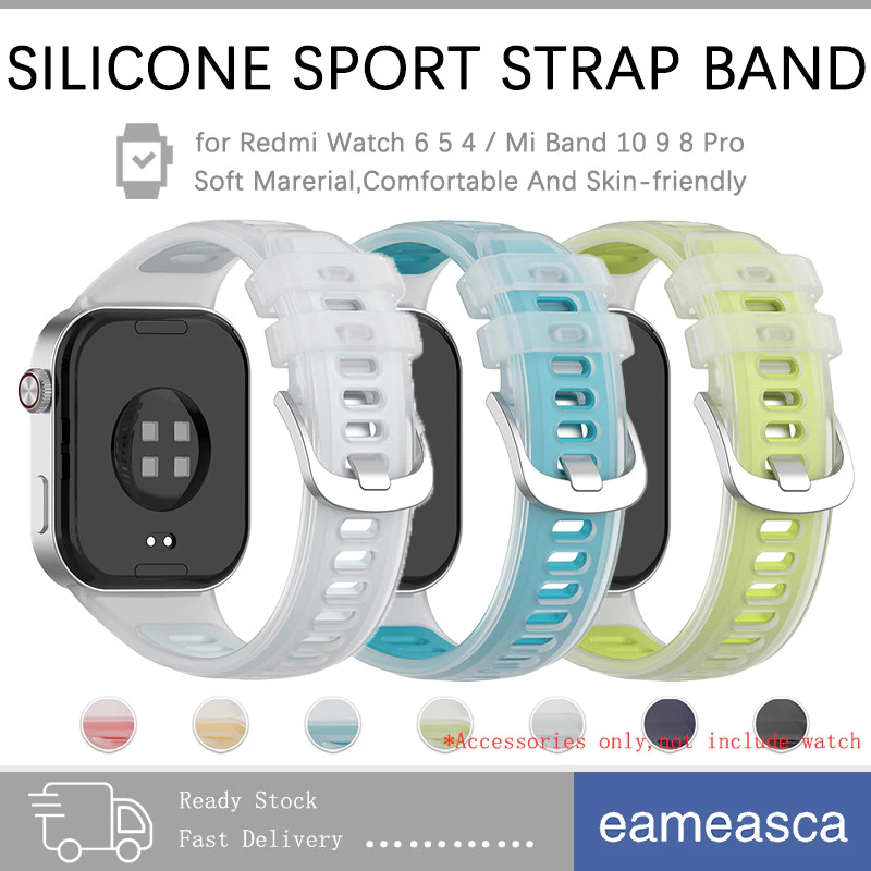 สายรัดซิลิโคน for Redmi Watch 6 5 4 สาย สายยางกีฬาโปร่งใส อุปกรณ์เสริมสร้อยข้อมือเข็มขัดกันน้ำ for Mi Band 10 9 8 Pro