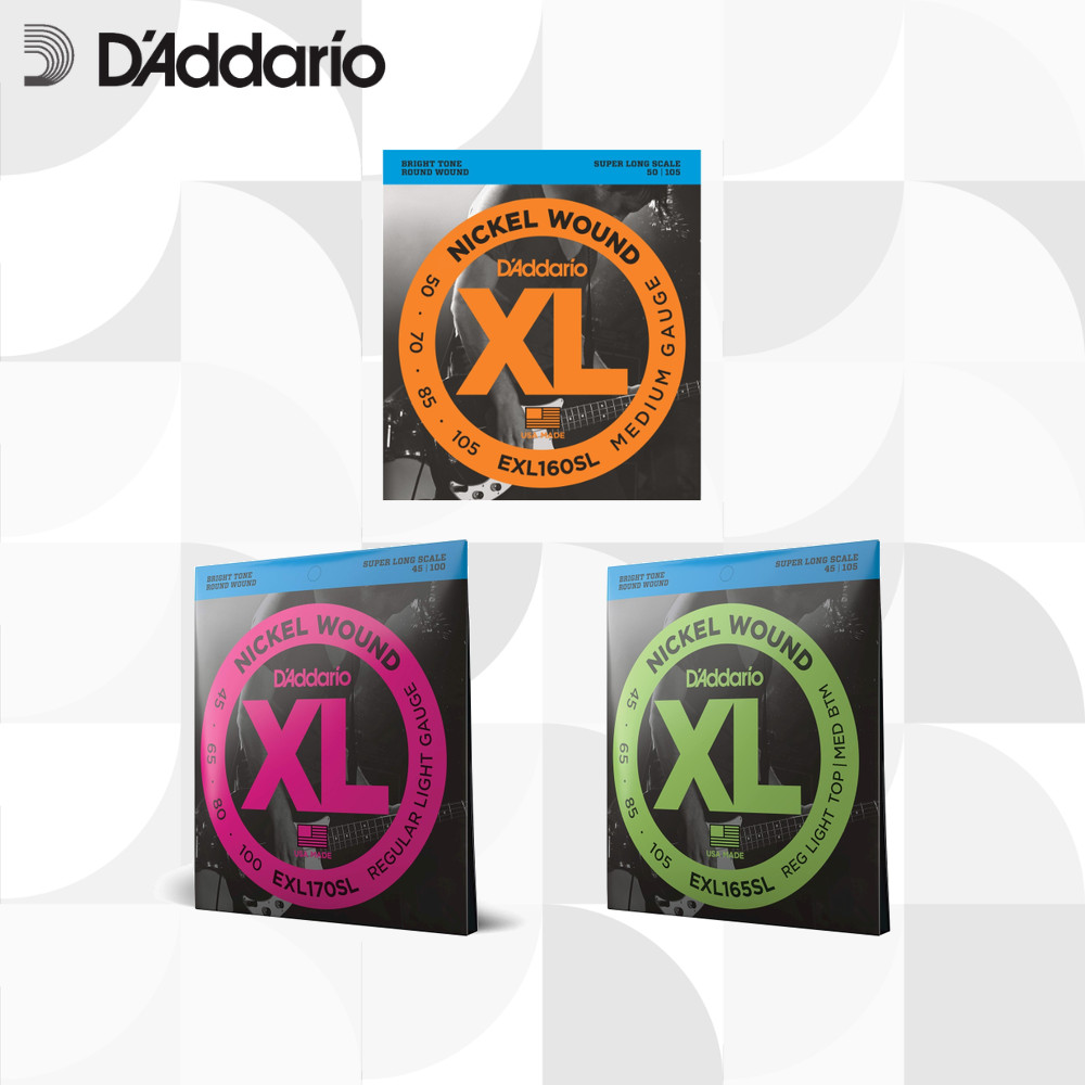 D'Addario XL Nickel Super Long Scale EXL170SL/EXL165SL/EXL160SL Regular Light/Regular Light/Medium B
