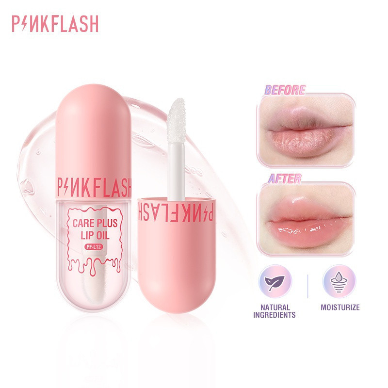 PINKFLASHPF-L12LipOilMoisturizeLipBalmLipGlossRepairบํารุงลดริ้วรอยกันน้ําCarePlus