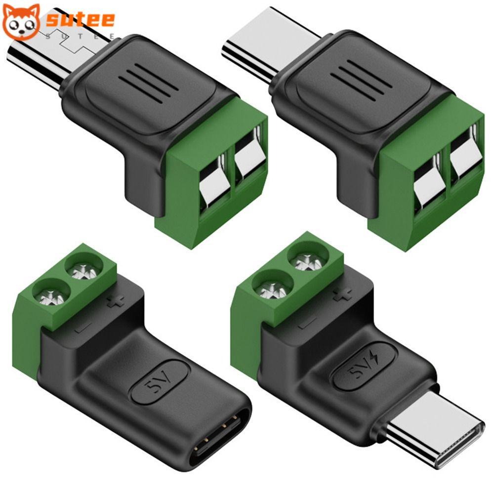 SOTEE อะแดปเตอร์เทอร์มินัล USB C ถึง 2Pin, Type-C ถึง 2 ขา 5V Crimp Terminal Block, สกรูสีเขียวคุณภาพสูง Solderless ปลั๊กขั้วต่อชาร์จแล็ปท็อปโทรศัพท์