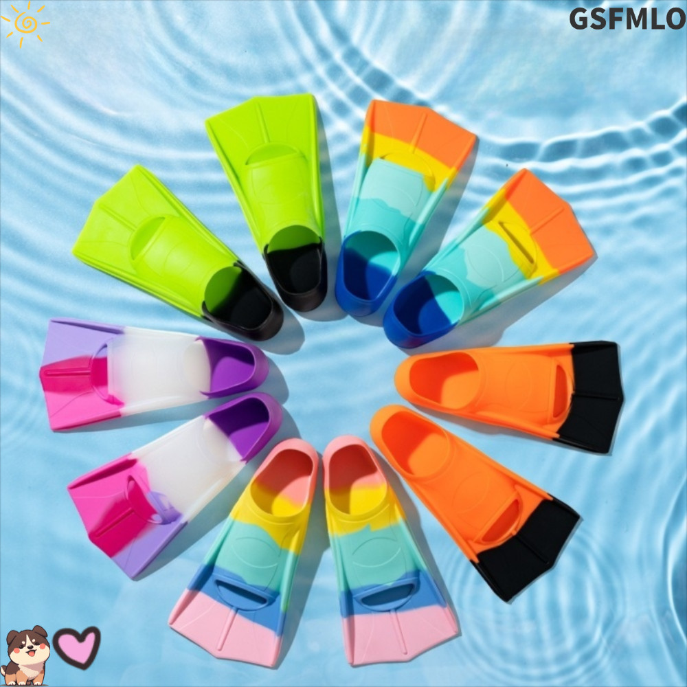 GSFMLO ครีบว่ายน้ํา,รองเท้าแตะว่ายน้ําซิลิโคนกันลื่น,รองเท้ากบที่สะดวกสบายระดับมืออาชีพสําหรับเด็กผู้ใหญ่