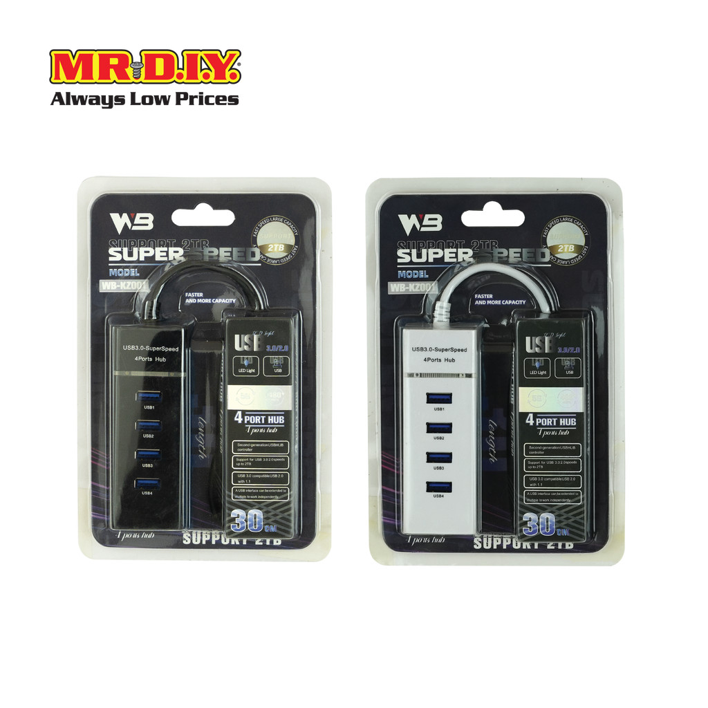 WB อุปกรณ์เพิ่มช่องต่อ USB (USB HUB) จำนวน 4 ช่อง ความยาวสาย 30 ซม.