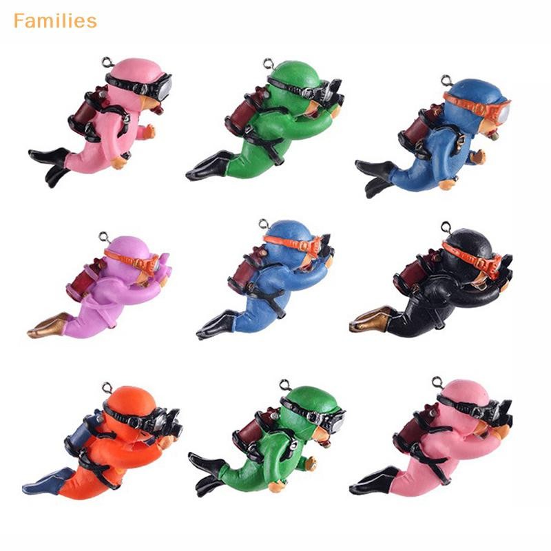 Families> Kawaii เรซิ่น Frogman Aquarium เครื่องประดับที่น่าสนใจลอยตกแต่งจําลอง Mini Diver ถังปลา Aquarium อุปกรณ์เสริมดี