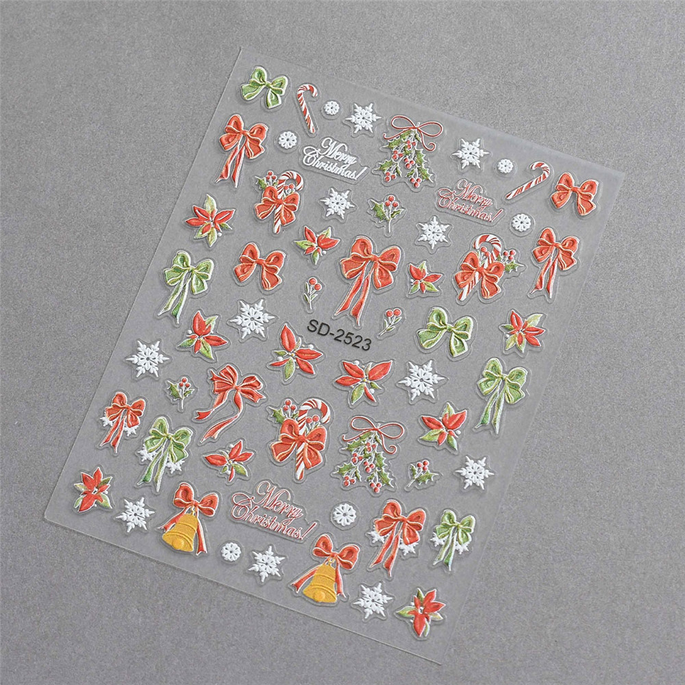 สติกเกอร์ติดเล็บลายคริสต์มาส สีสันสดใส สไตล์คริสต์มาส ลายกวาง สติกเกอร์ติดเล็บลายการ์ตูนสีสวยงาม พื้นผิวเรียบ heby1 - รูปที่ 6