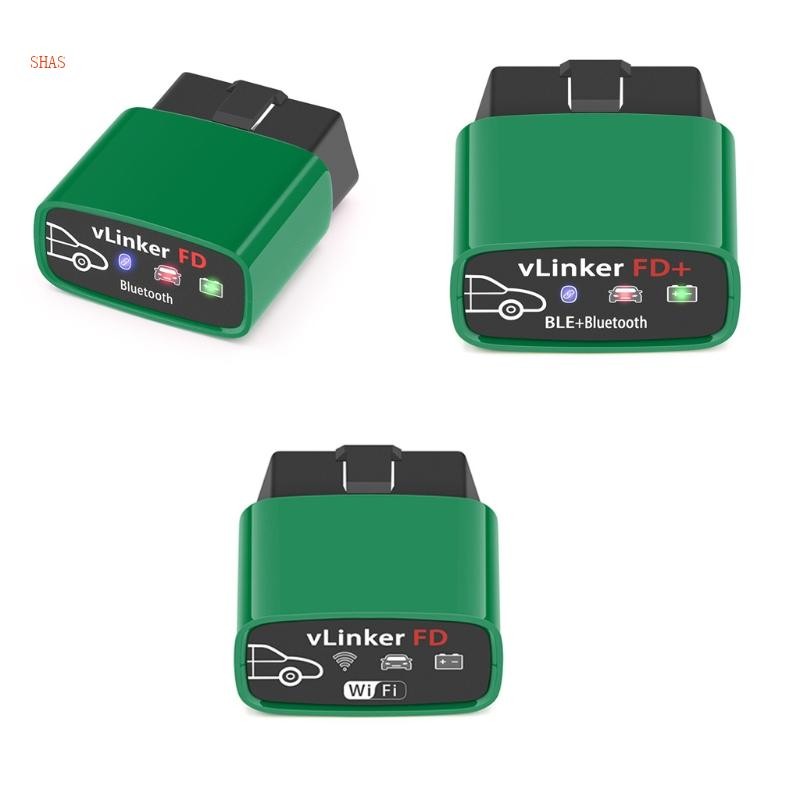 Shas Vgate VLinker FD OBD2 อะแดปเตอร์เครื่องสแกนเนอร์รถยนต์ที่รองรับบลูทูธ J2534 วินิจฉัย