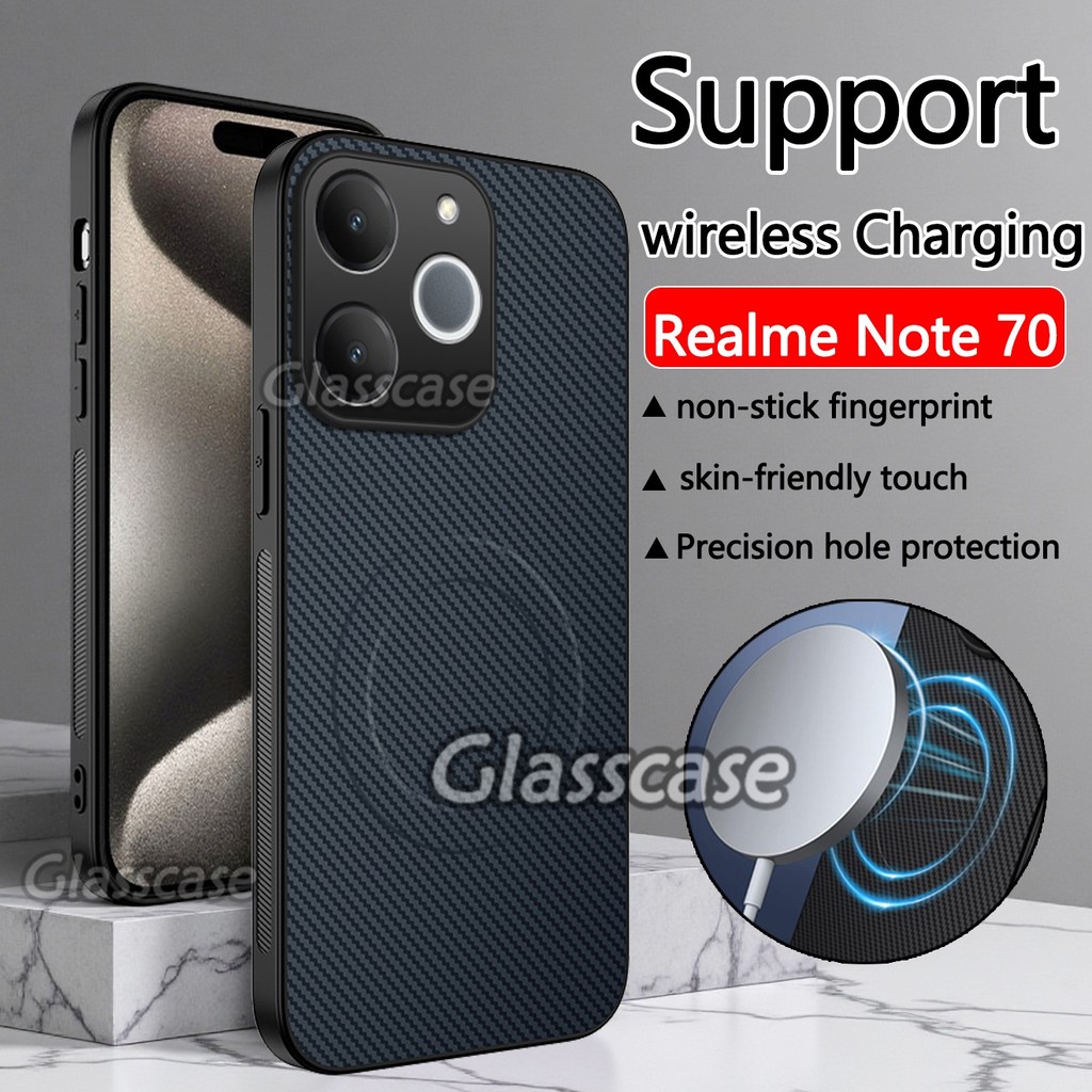 ปลอกสําหรับRealme Note 70 7 0 T 70T Note70 Note70T RealmeNote70 2025 รูปแบบคาร์บอนไฟเบอร์แม่เหล็กดูดสีทึบเรียบง่ายเคสโทรศัพท์เลนส์ป้องกันเต็มกันกระแทกฝาหลัง