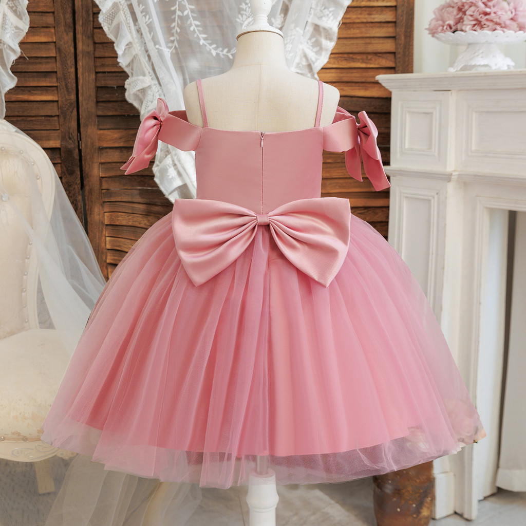 ชุดเพื่อนเจ้าสาวสำหรับเด็กหญิงอายุ 3-8 ปี พร้อมโบว์และลูกปัด สวยงามเหมือนเจ้าหญิงในงานแต่งงาน