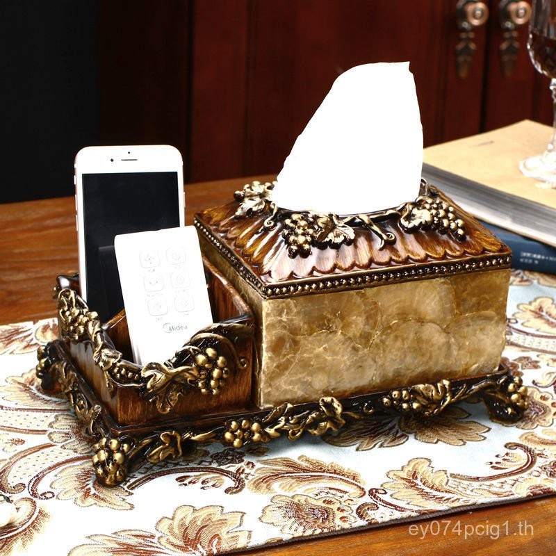 T-Bet สไตล์ยุโรปมัลติฟังก์ชั่กล่องกระดาษทิชชู Retro หรูหราตกแต่งห้องนั่งเล่นรีโมทคอนโทรลกล่องเก็บผ้า