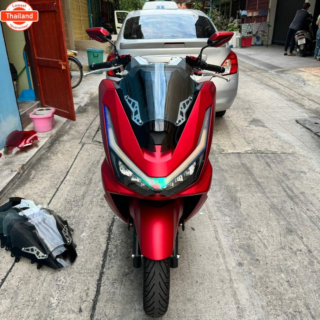 ชิวหน้าPCX160 year2025 ชิว2ชั้นฐานดำ ชิวแต่งpcx แต่งรถ โฉมใหม่year2025 ชิวpcx2025 ชิวแต่งPCX160 ชิวp