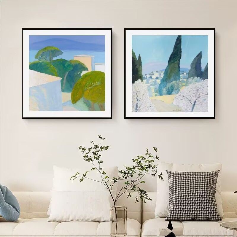 ภาพวาด Nordi Healing Style Landscape ขนาด 30x30x0.9cm สำหรับห้องนั่งเล่นและห้องนอน พร้อมแขวน