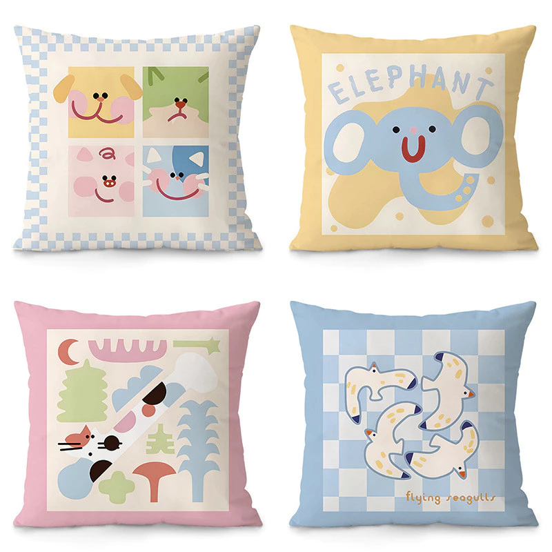 ปลอกหมอนโซฟา 45x45 ซม. ลายสองด้าน ผ้าขนนุ่ม