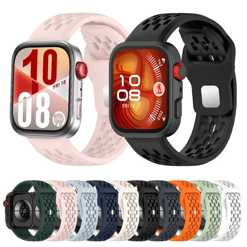 ตาข่ายรูระบายอากาศกีฬาสายรัดซิลิโคนสําหรับ Huawei Watch Fit 3 4 4Pro Fit3 Fit4