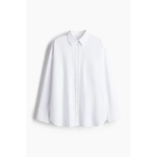 H&M(เอชแอนด์เอ็ม) เสื้อเชิ้ตผ้าคอตตอนป็อปลินแบบโอเวอร์ไซส์ ผู้หญิง 1290269_1