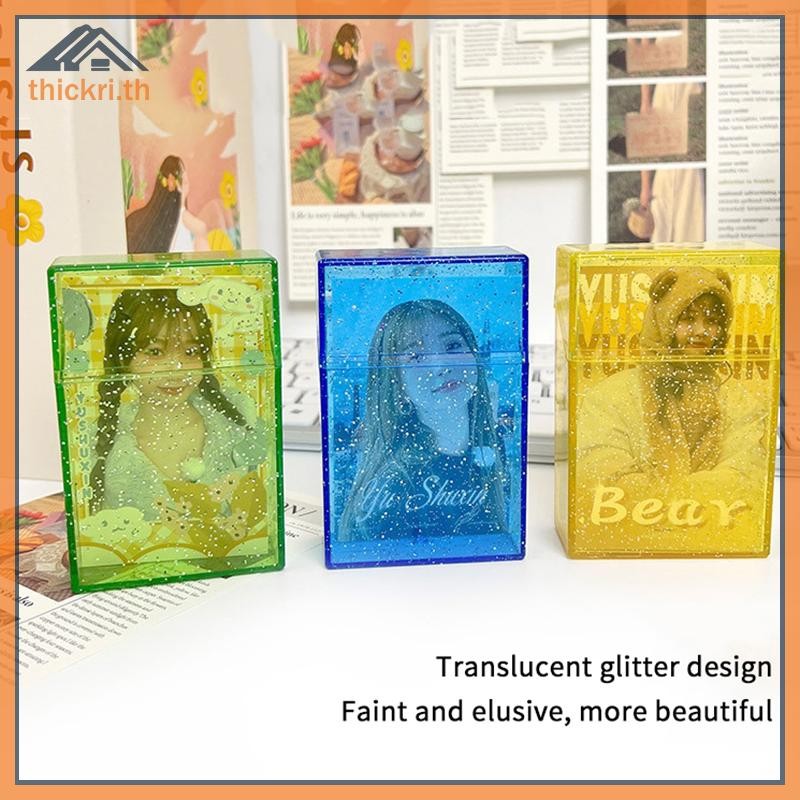 TT กล่องเก็บของขนาดเล็ก Idol Photo Card Holder Desktop Sticker Stationery Container Flip Drawer Clas
