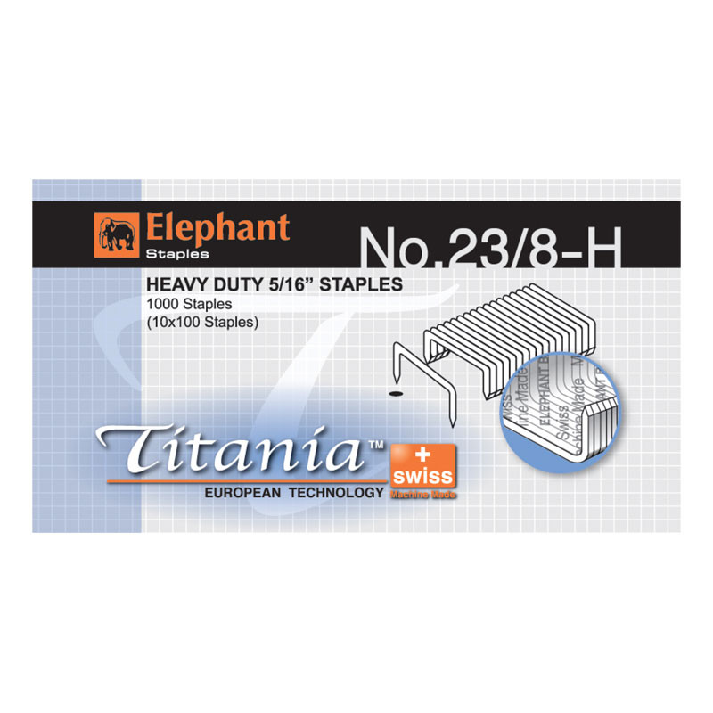 ELEPHANT ลวดเย็บกระดาษ รุ่น Titania No.23/8-H (กล่อง 1,000 เข็ม)