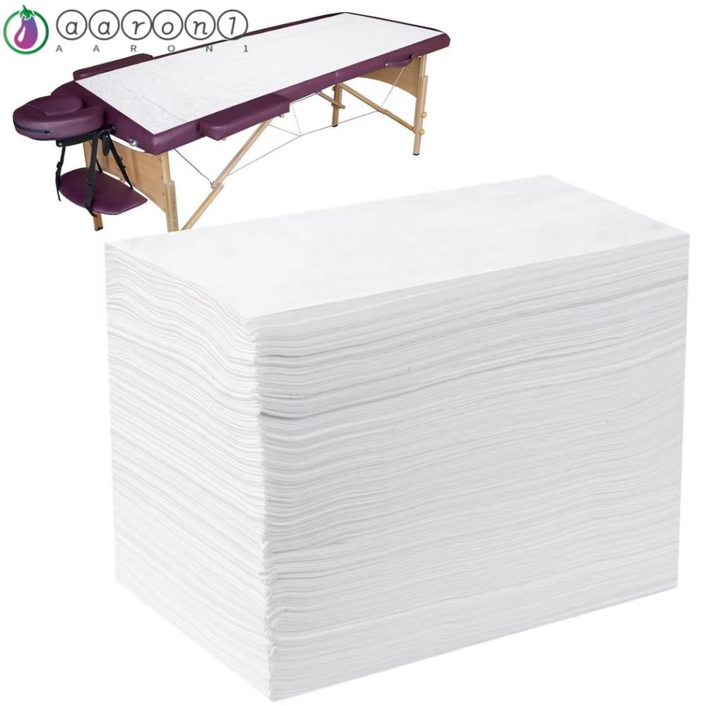 AARON1 100 PCS ผ้าปูที่นอนแบบใช้แล้วทิ้ง Breathable Non-Woven Fabric สำหรับร้านเสริมสวยและบ้าน นุ่ม 
