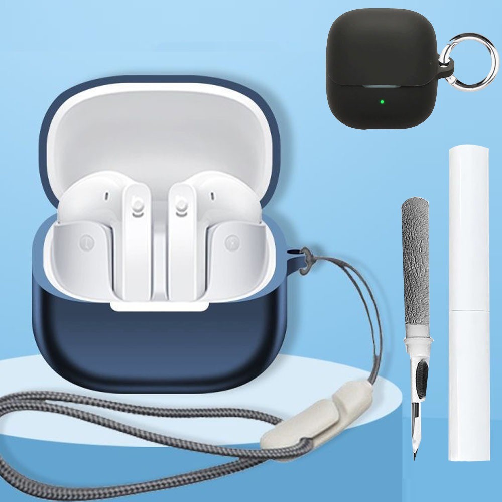 สําหรับ Baseus BS1 / Baseus Bass BS1 NC หูฟังซิลิโคนพร้อมพวงกุญแจและชุดทําความสะอาดและเชือกเส้นเล็กส