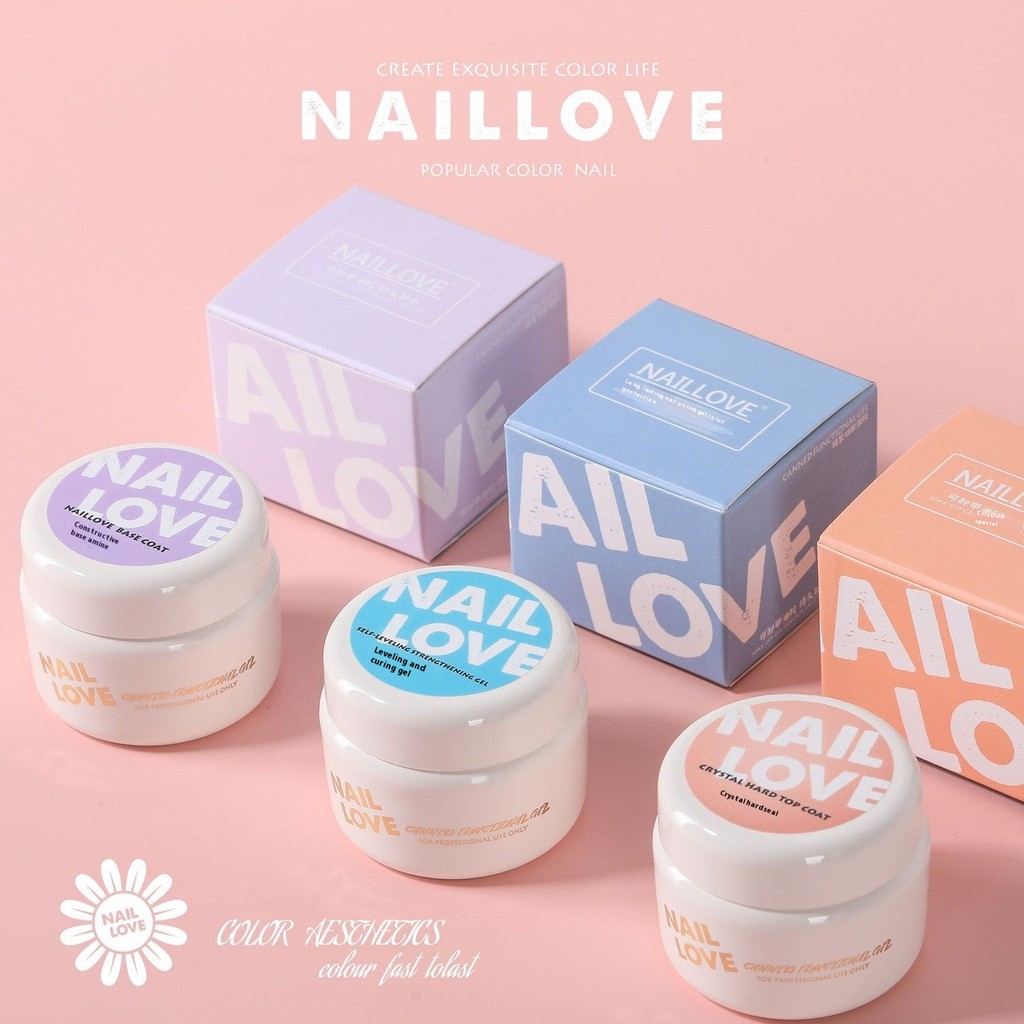 NAILLOVE Baby Pack 5g ฐานโครงสร้างขวดเจล Sticky Rhinestone เจล Hard Top Coat การเสริมแรงเจลร้านเล็บใ
