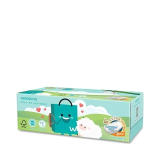 Watsons วัตสัน กระดาษทิชชูกล่อง (Watsbag 3) หนา3ชั้น x 100แผ่น.ขอสงวนสิทธิ์ในการเลือกลายสินค้