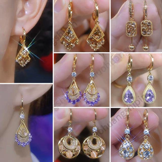 ต่างหูแบบเรโทรหรูหรา งานฝีมือประณีตตกแต่งด้วยคริสตอล rhinestones สไตล์แฟชั่นระดับไฮเอนด์