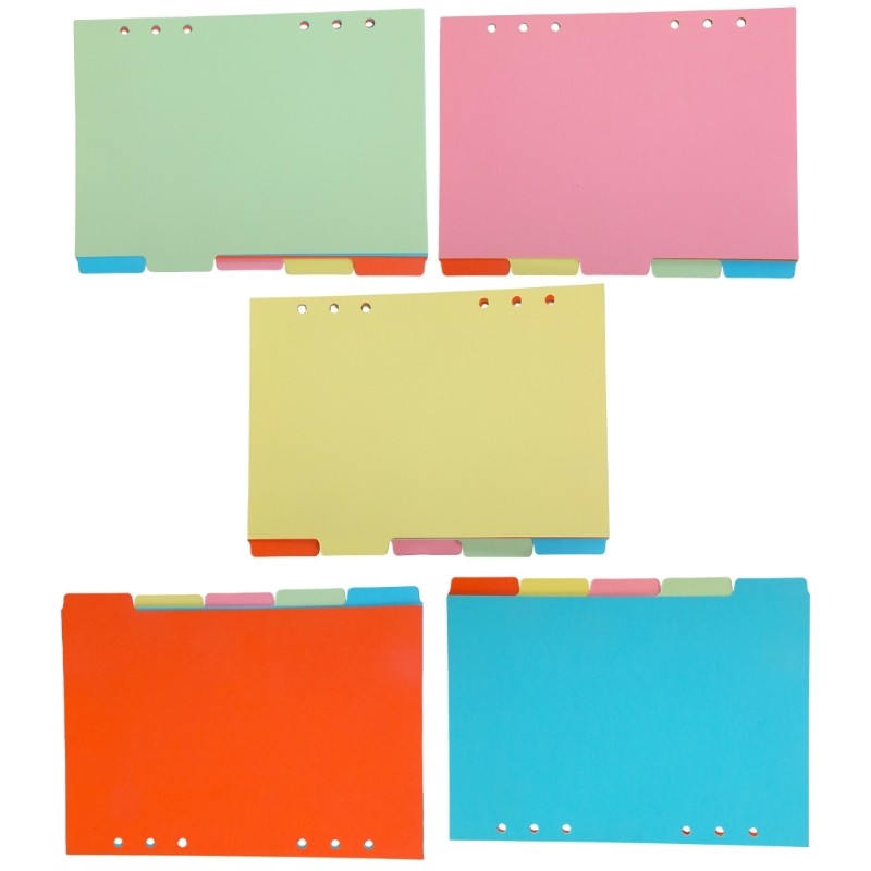 Yao 25 Pack หน้าดัชนีสีสันสดใส 6 หลุม Planner Organizer วัสดุ ABS ที่ทนทาน