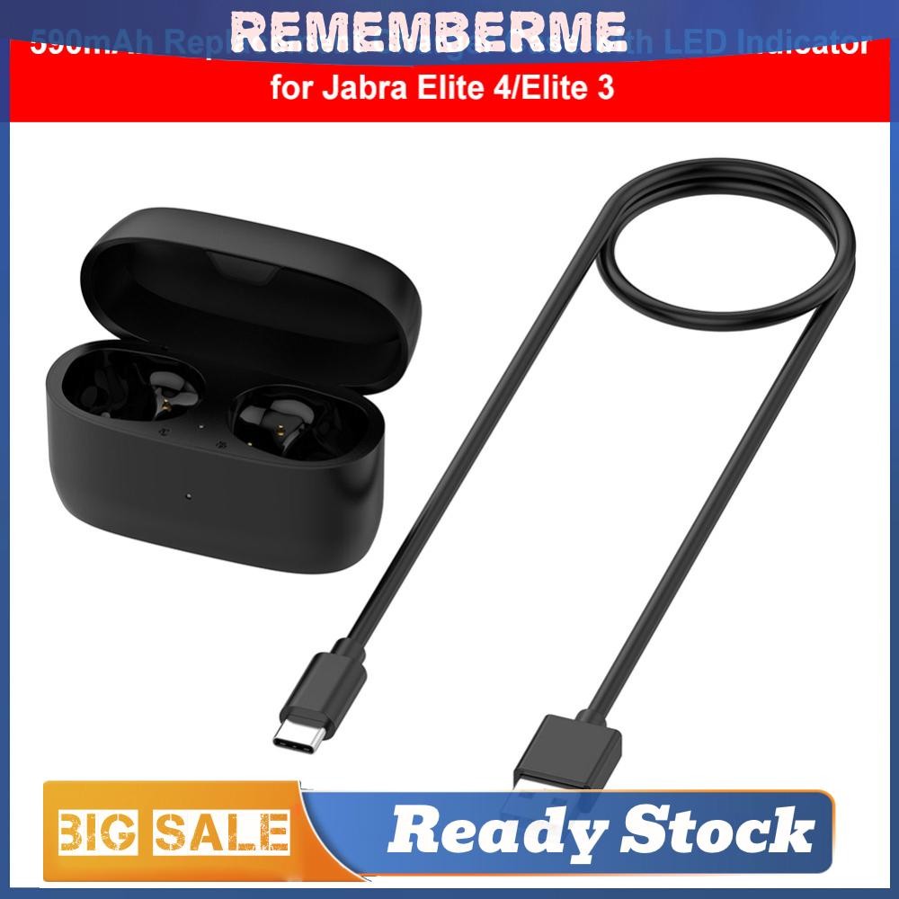 590mAh หูฟังไร้สายชาร์จ Type-C หูฟังกล่องชาร์จ LED ตัวบ่งชี้กล่องชาร์จสําหรับ Jabra Elite 4/Jabra Elite 3