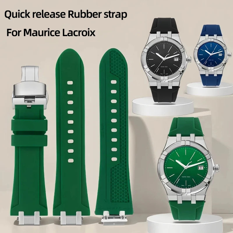 Quick release สายยางสําหรับ Maurice Lacroix AI1108 IKON series สร้อยข้อมือ AI6008 ซิลิโคนสายนาฬิกา A