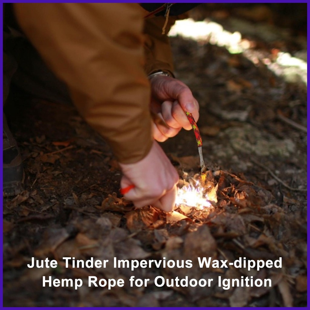 Backpacking Fire Starter Survival Jute Tinder Tinder Wick เชือกสภาพอากาศอุปกรณ์เดินป่าสําหรับเตา ate
