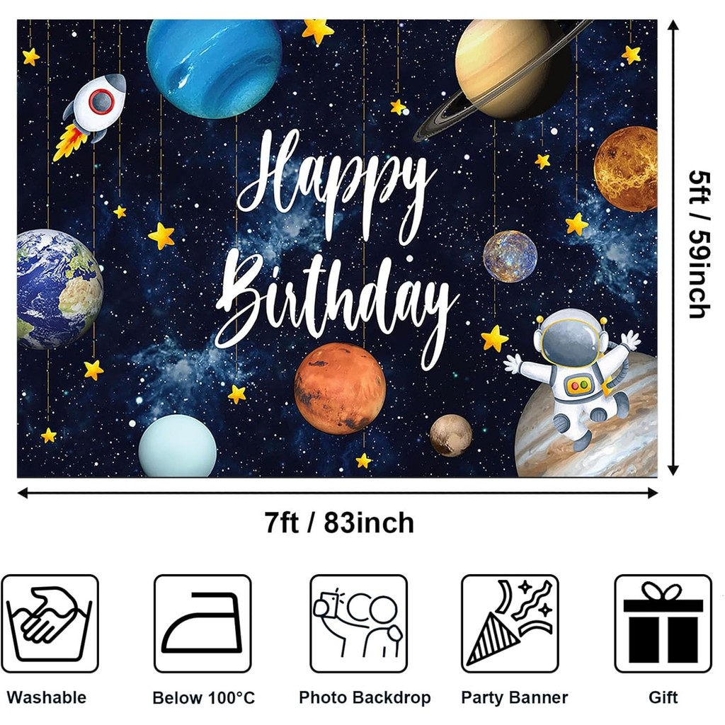 Avezano พื้นที่ด้านนอกวันเกิดฉากหลังนักบินอวกาศ Rocket Solar System Theme ตกแต่งงานเลี้ยงวันเกิด Uni