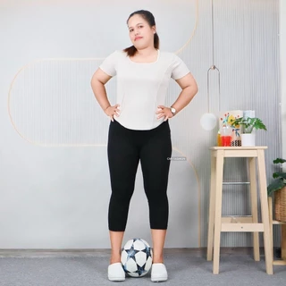 กางเกงเลกกิ้งผู้หญิงไซส์ใหญ่ ผ้าคอตตอนผสมสเปนเด็กซ์ ยืดหยุ่นดี ใส่วิ่งได้