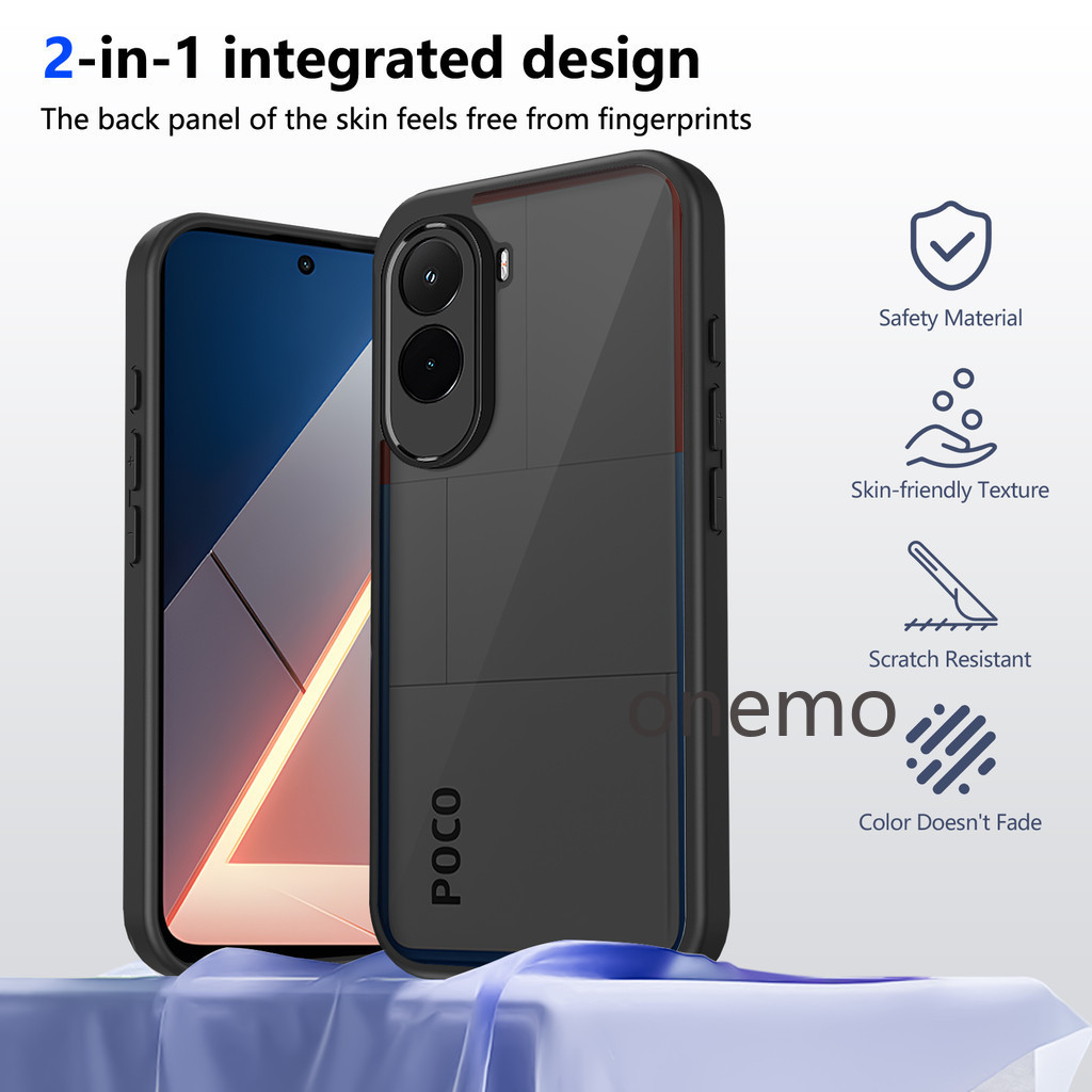 สําหรับ Xiaomi Poco M7 Plus PocoM7 M7Plus 4G 5G Matte สีดําอะคริลิคเคสโทรศัพท์กันกระแทกป้องกันกันชนก