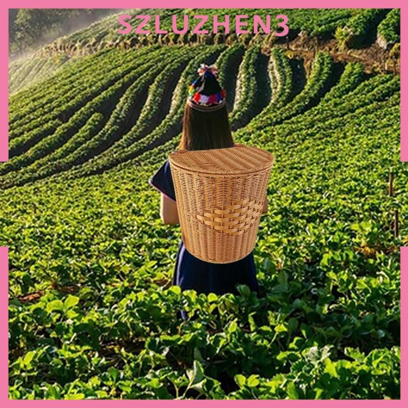 [Szluzhen3] PP Basket กระเป๋าเป้สะพายหลังกลางแจ้ง Orchard Picking Basket พร้อมสายสะพาย 13x9.5x13.9 น