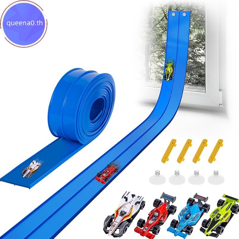 Queena0 13 Ft และ 16 Ft ยืดหยุ่น Race Track สําหรับเด็ก, Race Car Ramp Track พร้อมถ้วยดูดและ 4 รถแข่งขนาดเล็ก th