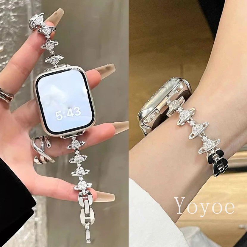 สายสแตนเลสสําหรับนาฬิกา หัวเว่ย 10 9 8 โลหะประกายเพชรดาวเสาร์สร้อยข้อมือสําหรับ หัวเว่ย 3 2 4 พอดี 4มือโปร สร้อยข้อมือ