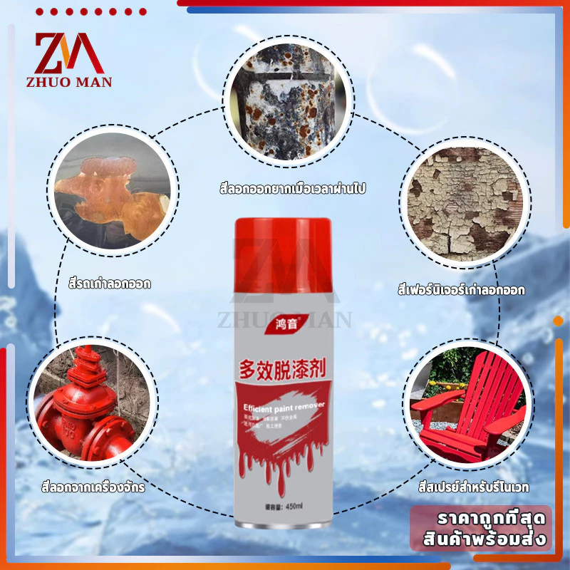 น้ำยาลอกสี สเปรย์ลอกสี450MLสเปรย์น้ำยาลอกสี น้ำยาลบสีพ่นท์รีมูฟเวอร์ เร็วแรง ล้างสี กัดสี ทุกชนิด พ่นลอกสีรถยนต์ thumbnail 10