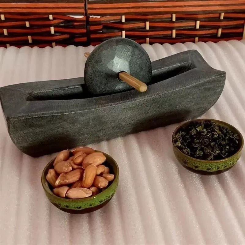 Quyang หินบด Tang Dynasty Bluestone Teaware ขนาดกลาง Old-fashioned Mill บดมือ ชามชา cxblianpeng01.my9.17