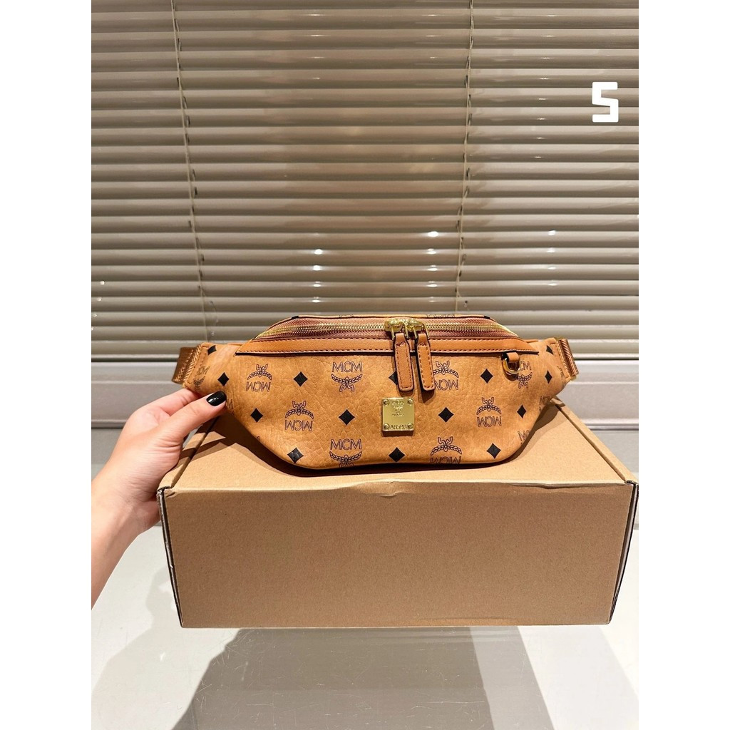 MCM Cowhide Version Visetos Chest/Waist Bag Although beltbag มี Been ยอดนิยมตลอดกาล I3XS