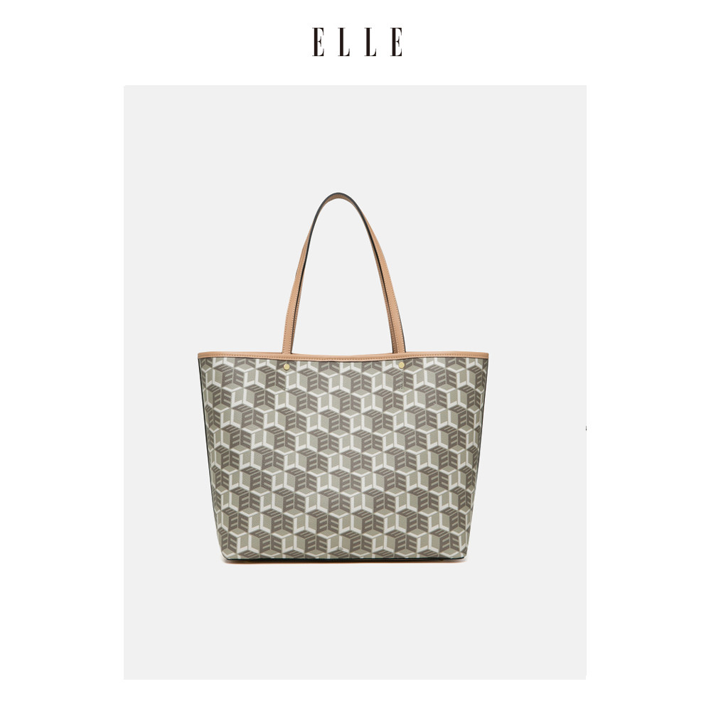 ELLE Presbyopia Commuter Tote กระเป๋าสะพายข้างขนาดใหญ่ สไตล์คลาสสิกทันสมัย สำหรับผู้หญิง