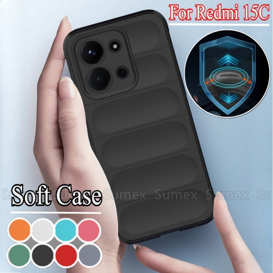 เคสซิลิโคนกันกระแทกสําหรับ Redmi 15C Redmi15C 4G 5G เคสโทรศัพท์ TPU นุ่มธรรมดาสีทึบเลนส์กล้องป้องกันฝาหลัง Xiaomi Redmy C15 2025 4G