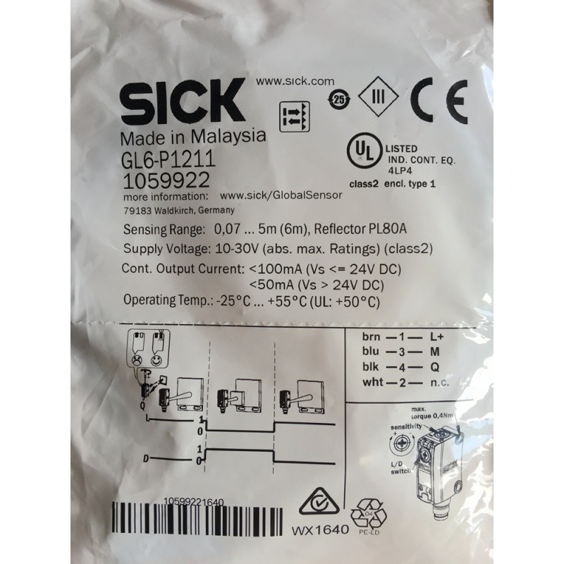 ยี่ห้อใหม่เยอรมัน SICK SICK กระจกสะท้อนแสง Photoelectric สวิทช์ GL6-P4211 GL6-P4212