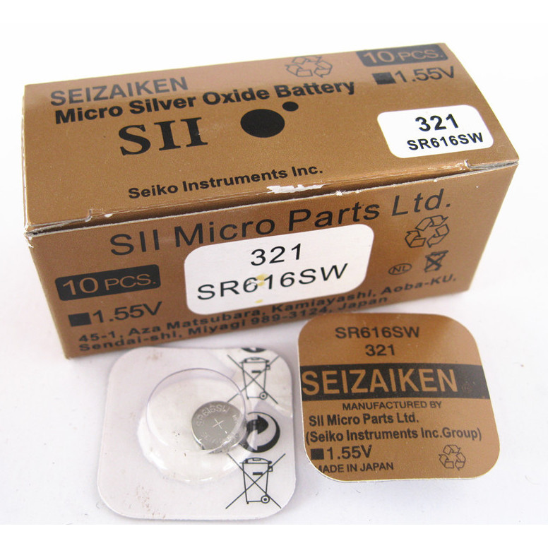 แบตเตอรี่ปุ่ม SEIZAIKEN SEIZAIKEN 321 SR616SW ของแท้ดั้งเดิม 1.55V อิเล็กทรอนิกส์