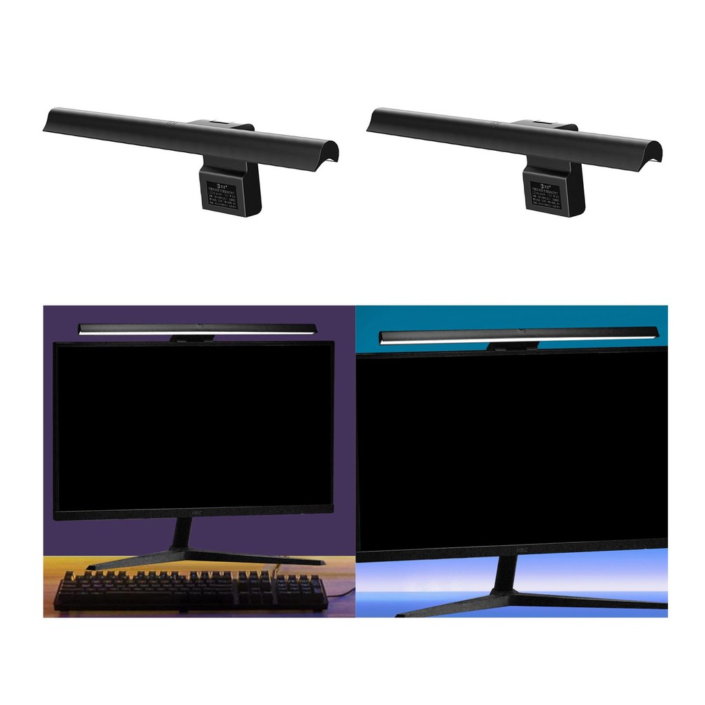 [Whgirld8] Monitor Lamp Curved Screen Lamp Dimmable No Screen Glare Touch Control USB LED Monitor Li