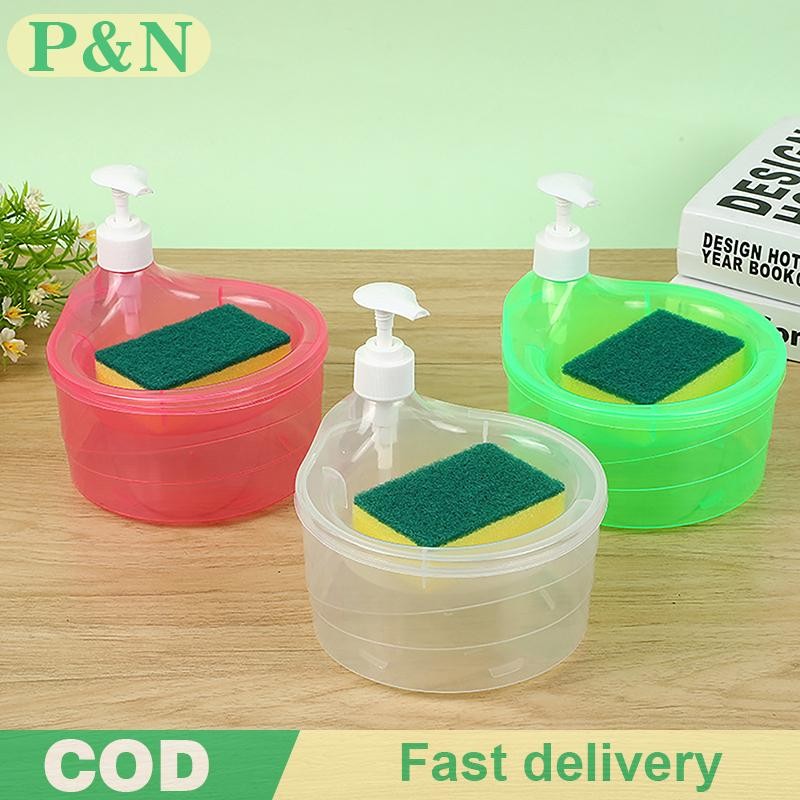 [P&N] ตู้ทําสบู่และผู้ถือขัดพื้นมัลติฟังก์ชั่นล้างจานคอนเทนเนอร์ 1000ml คู่มืออ่างล้างจานจานล้างตู้ทําสบู่ [cod]