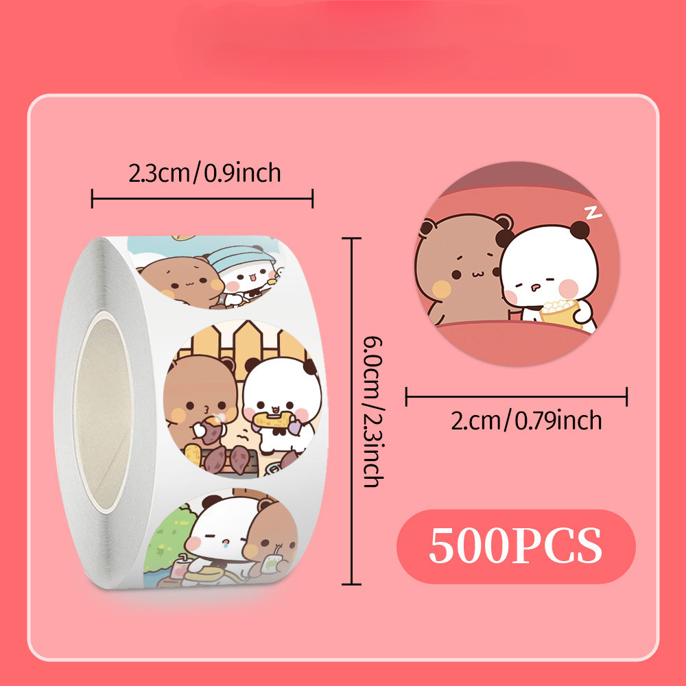 500 ชิ้นน่ารัก Bubu และ Dudu สติกเกอร์ PVC หมี Bubu Dudu สติ๊กเกอร์กันน้ําการ์ตูนการ์ตูนหมีและแพนด้า