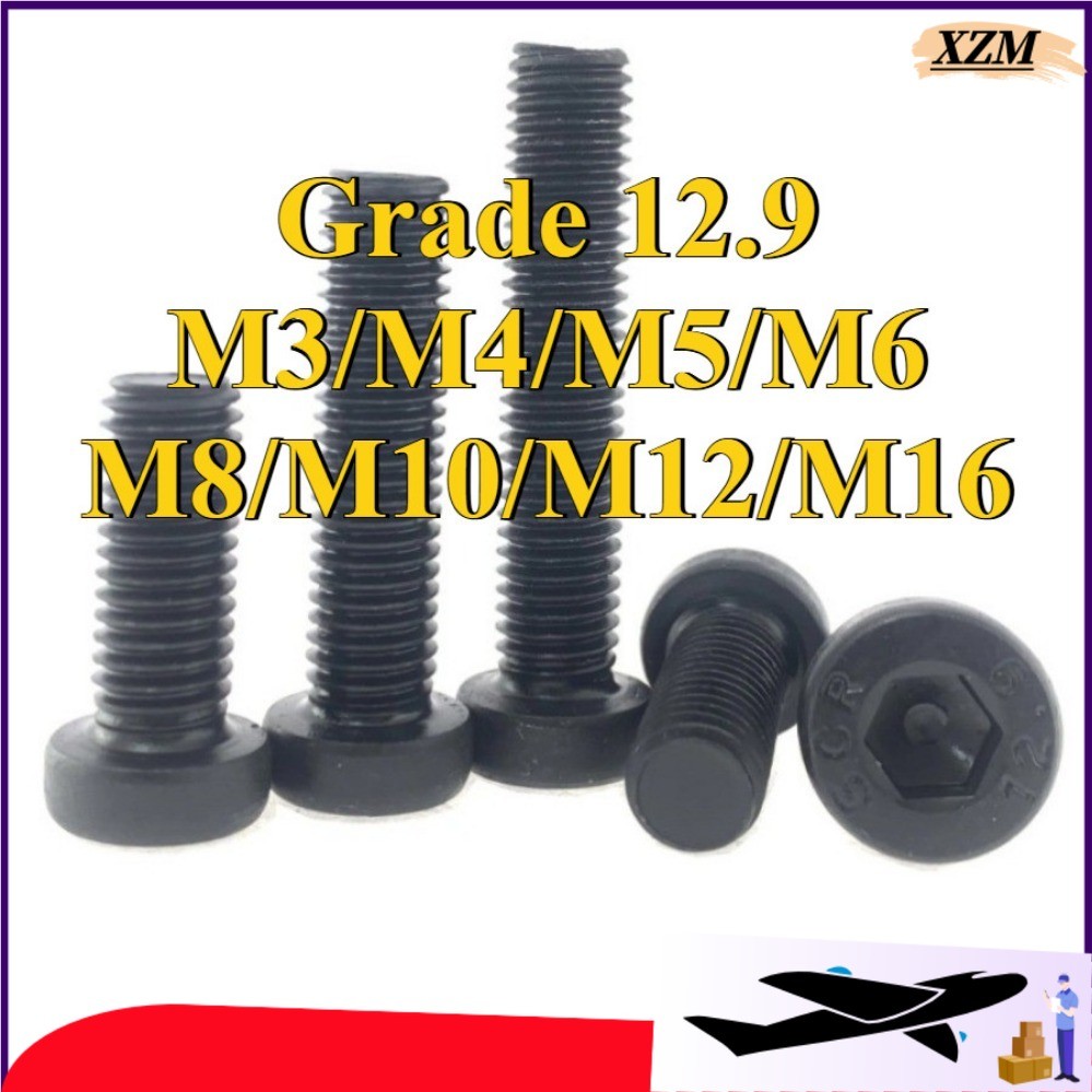 น็อตหัวจมบาง สกรูหัวจมหกเหลียม หัวสั้น น็อตหัวจมบาง เกรด 12.9 แข็งพิเศษ เกลียวมิล ตลอด สกรู /Hexagon