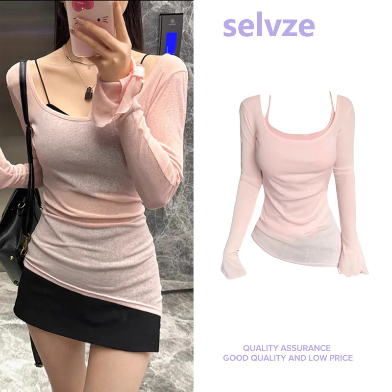 Selvze เสื้อชมพู เสื้อแดง เสื้อตาข่าย เซ็กซี่ เสื้อแซ่บๆ เสื้อไปทะเล เว้าหลัง เกาหลีสไตล์ เซ็กซี่ backless top