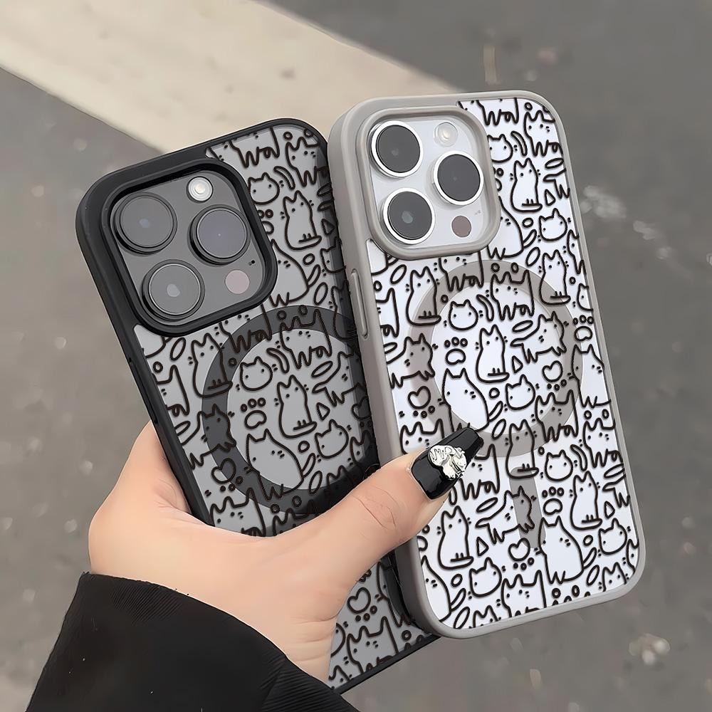 Magnetic เคสFor IPhone 11 15 Pro Max เคสโทรศัพท์ iPhone 12 14 16 13 PRO MAX 17 AIR เคสใสแข็งกันกระแทกแบบแม่เหล็ก