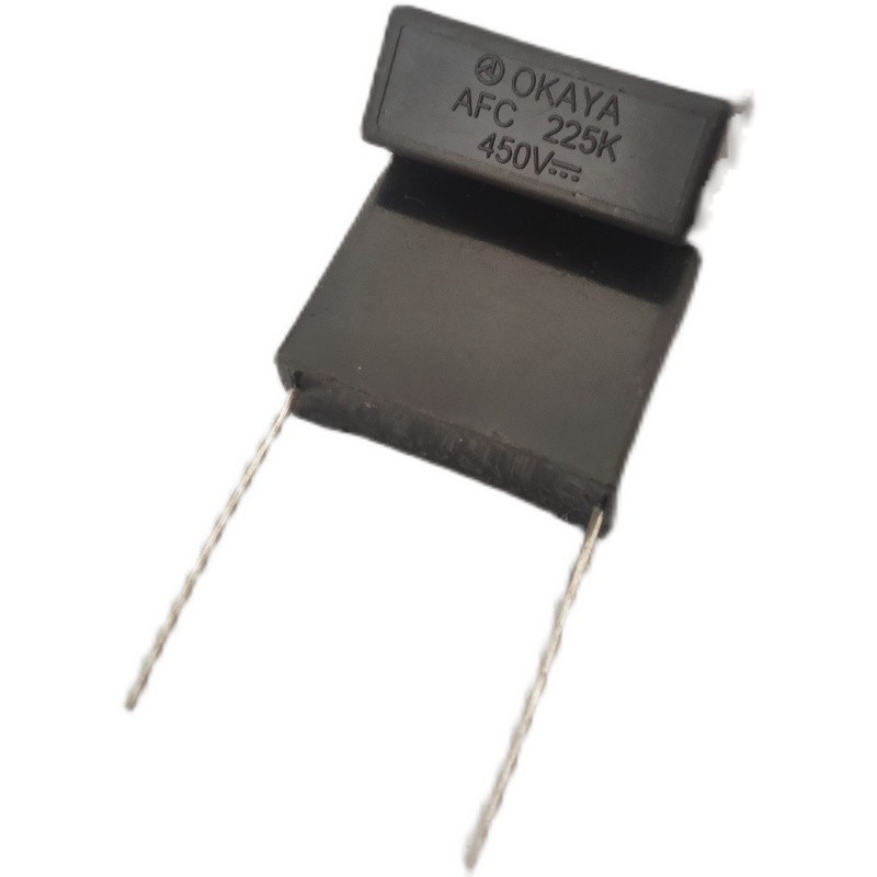 ยี่ห้อใหม่ OKAYA OKAYA AFC 225K 450V 2.2 UF เปลี่ยน 400V ตัวเก็บประจุฟิล์ม Pitch 22.5 มม.